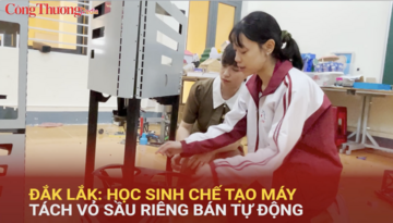 Đắk Lắk: Học sinh chế tạo máy tách vỏ sầu riêng bán tự động