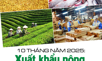 Infographic | 10 tháng, xuất khẩu nông sản tăng gần 13% đạt hơn 58 tỷ USD