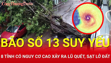 Bão số 13 suy yếu, 8 tỉnh có nguy cơ cao xảy ra lũ quét, sạt lở đất