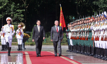 Chủ tịch nước Lương Cường chủ trì lễ đón chính thức Quốc vương Jordan