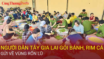 Người dân phía Tây Gia Lai gói bánh, rim cá gửi về vùng rốn lũ