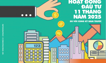 Hoạt động đầu tư 11 tháng năm 2025 tăng mạnh