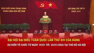 Đại hội Đại biểu toàn quốc lần thứ XIV của Đảng dự kiến tổ chức từ 19/1 tới 25/1/2026