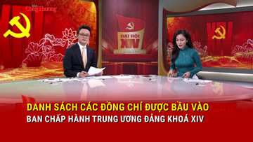 Danh sách các đồng chí được bầu vào Ban Chấp hành Trung ương Đảng khoá XIV