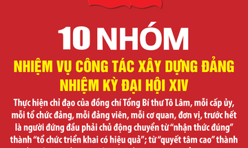 10 nhóm nhiệm vụ công tác xây dựng Đảng nhiệm kỳ Đại hội XIV
