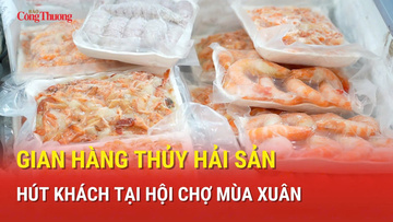 Gian hàng thủy hải sản hút khách tại Hội chợ Mùa Xuân