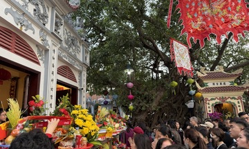 Chùm ảnh: Người dân nô nức đi lễ Phủ Tây Hồ đầu năm