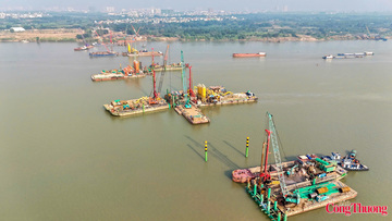 Trên đại công trường cầu Trần Hưng Đạo những ngày đầu xuân