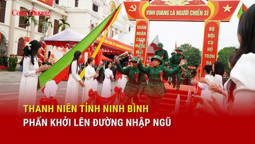 Thanh niên Ninh Bình phấn khởi lên đường nhập ngũ