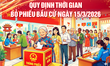 Infographic | Quy định thời gian bỏ phiếu bầu cử ngày 15/3/2026