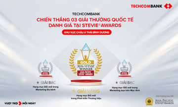 Techcombank lập 'hat-trick' giải Stevie Awards khu vực châu Á