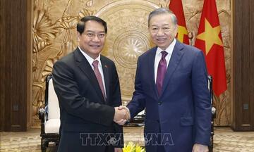 Tổng Bí thư, Chủ tịch nước Tô Lâm tiếp Bí thư Thành ủy, Chủ tịch Hội đồng nhân dân Thủ đô Viêng Chăn (Lào)