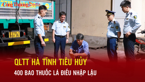 Quản lý thị trường Hà Tĩnh tiêu hủy 400 bao thuốc lá điếu nhập lậu