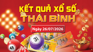 XSTB 26/7, trực tiếp kết quả xổ số Thái Bình hôm nay 26/7/2026