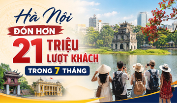 Infographic: Hà Nội đón hơn 21 triệu lượt khách trong 7 tháng