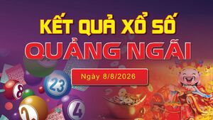 XSQNG 8/8 trực tiếp kết quả xổ số Quảng Ngãi hôm nay 8/8/2026