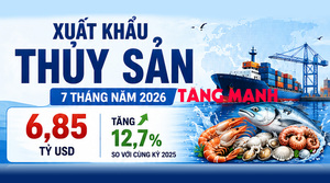 Infographic | Xuất khẩu thủy sản 7 tháng năm 2026 tăng mạnh