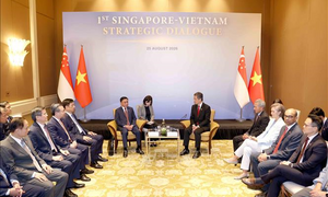 Lễ đón Ủy viên Bộ Chính trị, Thường trực Ban Bí thư Trần Cẩm Tú thăm chính thức Singapore