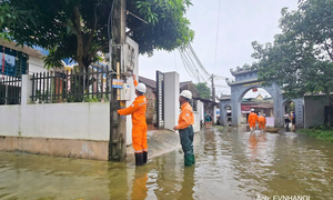 EVNHANOI đảm bảo an toàn điện tại khu vực nước sông dâng cao