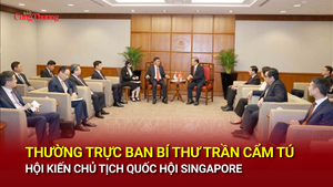 Thường trực Ban Bí thư Trần Cẩm Tú hội kiến Chủ tịch Quốc hội Singapore