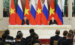 Tổng Bí thư, Chủ tịch nước Tô Lâm và Tổng thống Nga Putin phát biểu với báo chí
