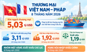 Infographic | Việt Nam xuất siêu 1,19 tỷ USD sang Pháp sau 8 tháng