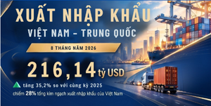 Xuất nhập khẩu Việt Nam - Trung Quốc đạt 216,14 tỷ USD sau 8 tháng