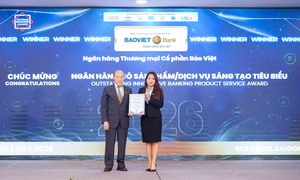 BAOVIET Bank được vinh danh 'Ngân hàng có sản phẩm dịch vụ sáng tạo tiêu biểu 2026'