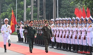 Đại tướng Phan Văn Giang chủ trì lễ đón Bộ trưởng Bộ Quốc phòng Campuchia