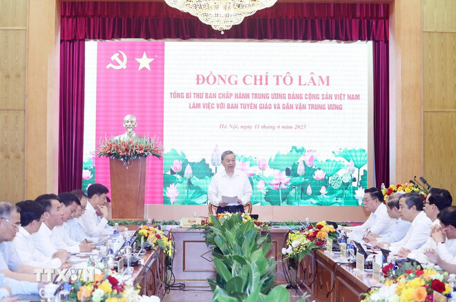 Tổng Bí thư Tô Lâm phát biểu chỉ đạo. Ảnh: TTXVN