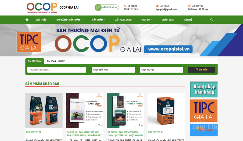 Website về các sản phẩm OCOP trên địa bàn tỉnh Gia Lai