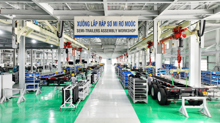 Sơ mi rơ moóc Thaco Trailers được sản xuất trên dây chuyền công nghệ tiên tiến