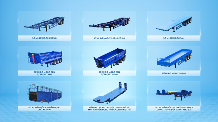 Thaco Trailers cung ứng đa dạng sản phẩm sơ mi rơ moóc phục vụ thị trường nội địa.