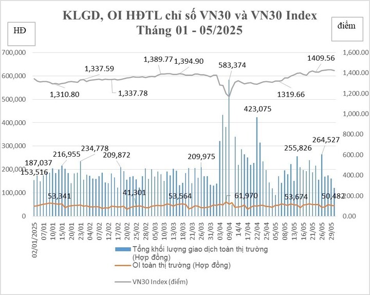 Tổng hợp KLGD, OI HĐTL chỉ số VN30 và VN30 Index