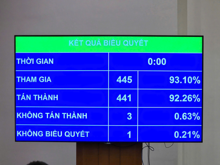 Kết quả biểu quyết thông quan. Ảnh: Thu Hường