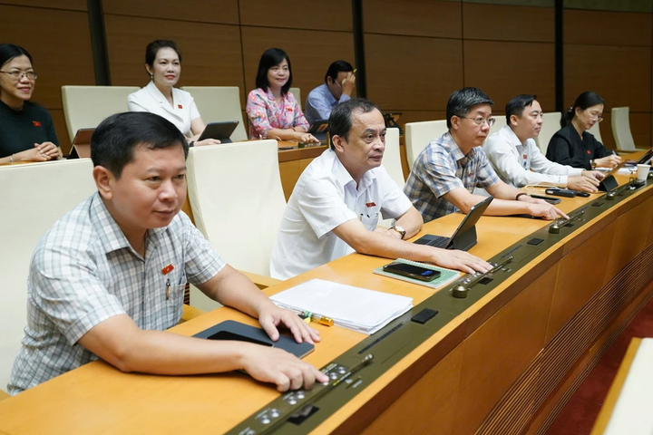 Các đại biểu bấm nút thông qua Luật Nhà giáo. Ảnh: Quochoi.vn