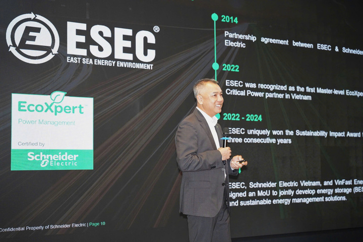 Ông Đồng Mai Lâm, Tổng giám đốc Schneider Electric Việt Nam và Campuchia phát biểu tại hội thảo