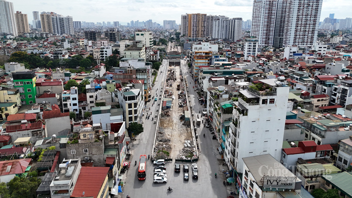Toàn cảnh dự án hầm chui đường Vành đai 2,5 qua nút giao Giải Phóng – Kim Đồng (quận Hoàng Mai, thành phố Hà Nội) nhìn từ trên cao