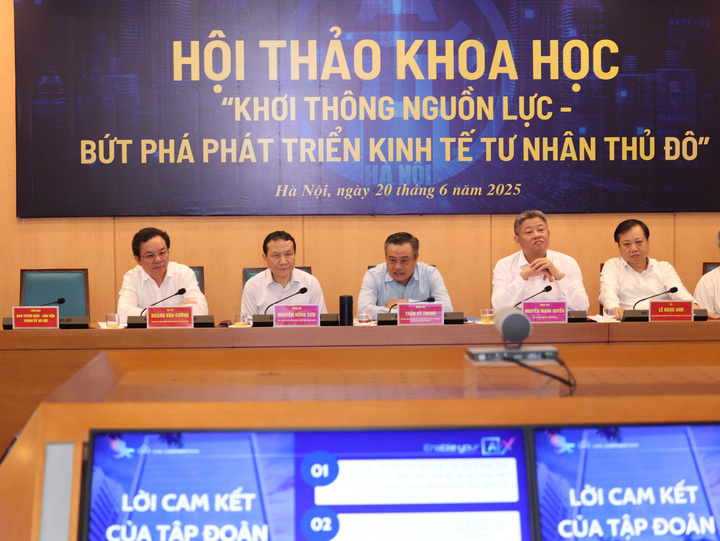 Chủ tịch UBND TP. Hà Nội Trần Sỹ Thanh chủ trì hội thảo. Ảnh: Linh Phạm