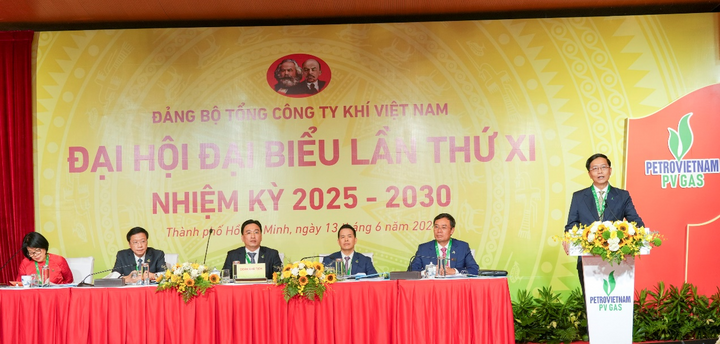 Đồng chí Trần Quang Dũng, Phó Bí thư thường trực Đảng ủy Petrovietnam phát biểu chỉ đạo Đại hội (Ảnh: PV GAS)