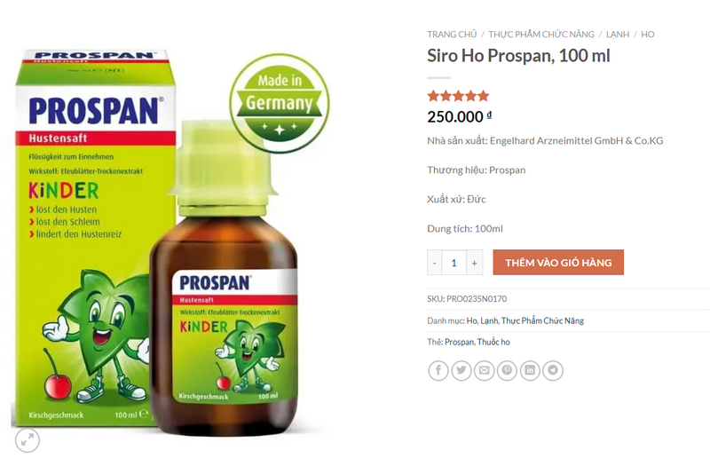 Prospan xách tay từ Đức được các mẹ “săn đón” dù có giá cao