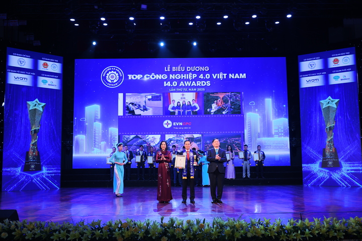 Ông Lê Hoàng Anh Dũng - Phó Tổng giám đốc EVNCPC nhận thưởng tại lễ biểu dương (Ảnh: Phương Nam)