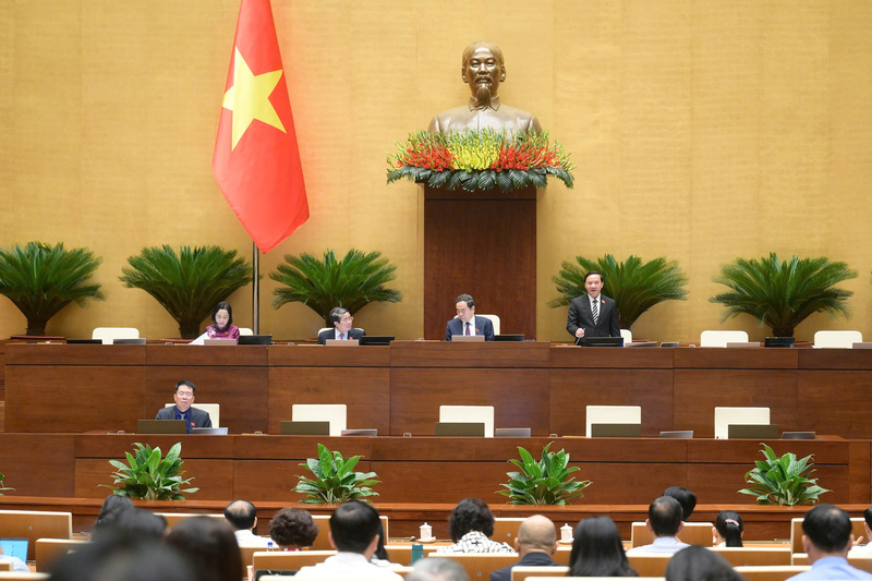 Quốc hội Biểu quyết thông qua Luật Thanh tra (sửa đổi). Ảnh: VPQH