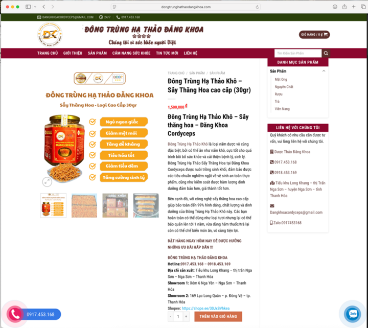 Hộ kinh doanh Mai Thị Trang vừa bị xử phạt vì sử dụng website để bán hàng nhưng không thông báo với Bộ Công Thương. Ảnh: Quản lý thị trường Thanh Hóa