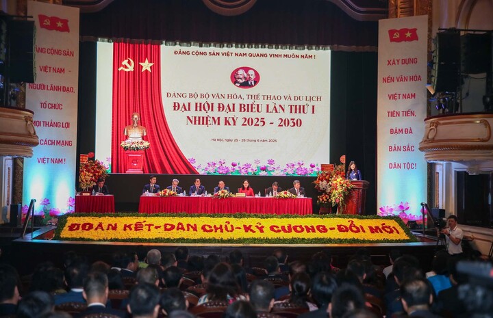 Đại hội đại biểu Đảng bộ Bộ Văn hóa, Thể thao và Du lịch lần thứ I, nhiệm kỳ 2025 - 2030. Ảnh: Nam Nguyễn