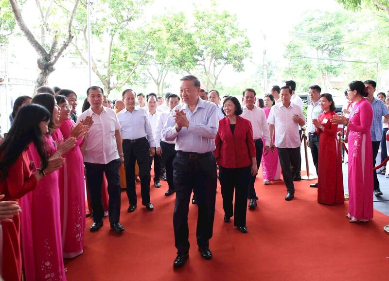 Tổng Bí thư Tô Lâm cùng lãnh đạo Trung ương, Thành phố Hà Nội dự Lễ khởi công xây dựng đền thờ Đức vua Ngô Quyền. Ảnh: Viết Thành