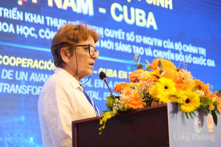 Bà Maylem Rivero Silva - Trưởng Văn phòng Kinh tế và Thương mại Cuba tại Việt Nam phát biểu. Ảnh: Duy Tín