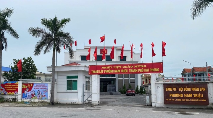 Các phường, xã tại Hải Phòng đều trang trí cờ hoa rực rỡ chào mừng hợp nhất, thực hiện chính quyền địa phương hai cấp. Ảnh: Thu Anh