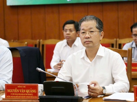Bí thư Thành ủy Đà Nẵng Nguyễn Văn Quảng chủ trì buổi làm việc với nhà đầu tư chiến lược về phát triển trung tâm tài chính quốc tế tại Đà Nẵng (Ảnh: Bình An)