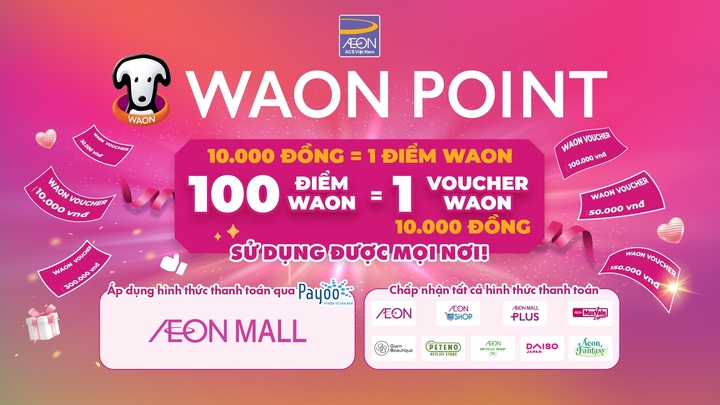 Với chương trình điểm thành viên WAON, khách hàng sẽ được hưởng ưu đãi hấp dẫn với mỗi giao dịch